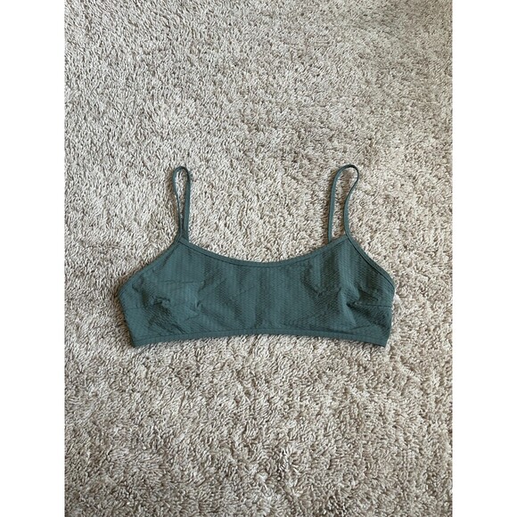 COS Women's Seersucker Bikini Top in Sage Green Size US 8 - Picture 1 of 5